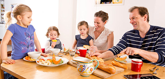 family having breakfast