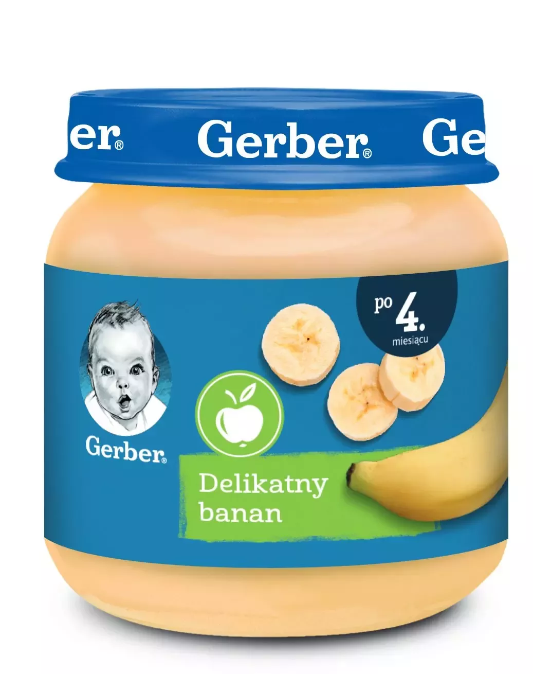 Gerber banana puree glass jar