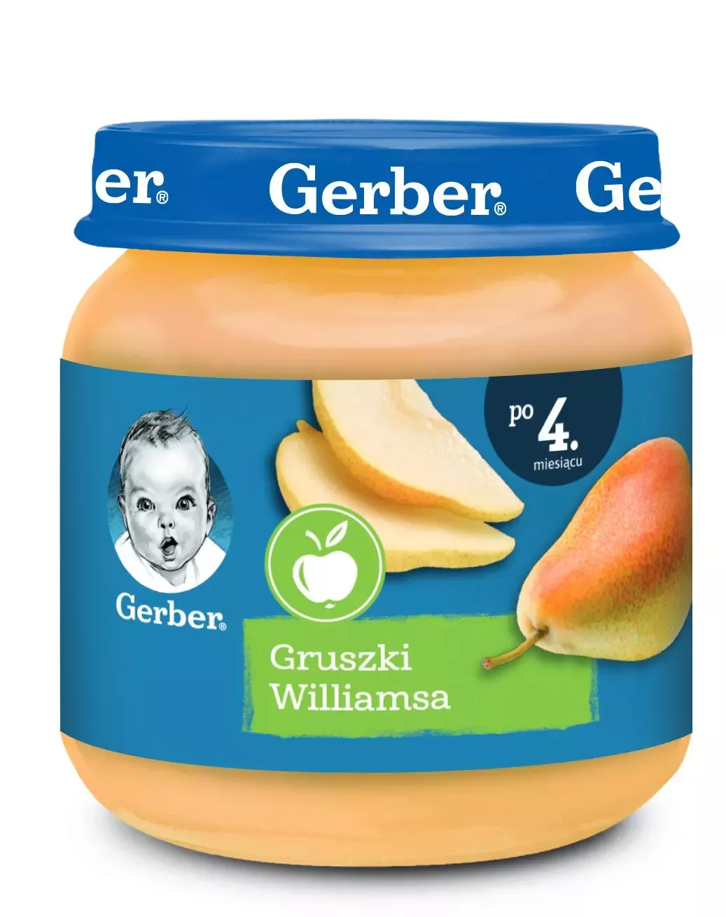 Gerber pear puree glass jar