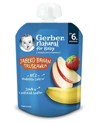 Gerber apple banana and strawberry puree pouch