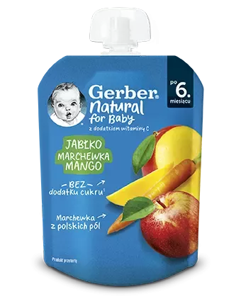 Gerber apple carrot and mango puree pouch