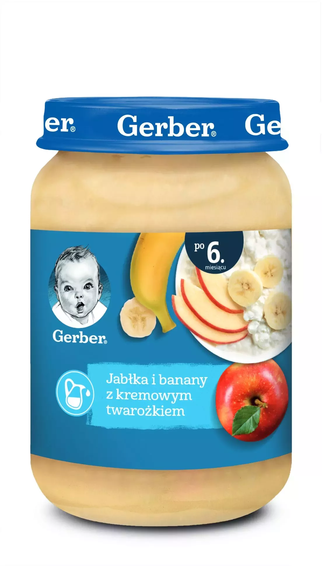 Gerber apple banana with whole milk cheese puree glass jar